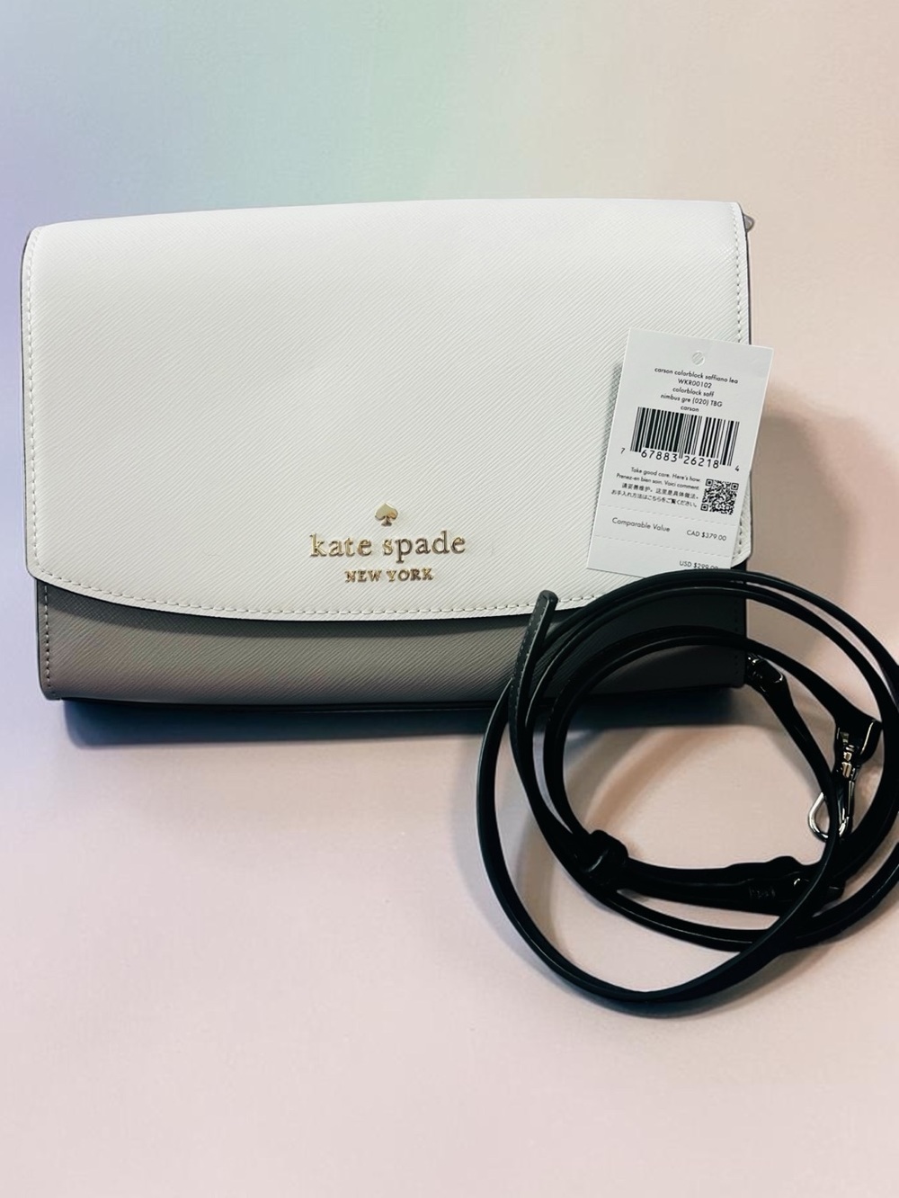 NWT! Kate Spade "Carson" crossbody grey/white/ black - Picture 3 of 12